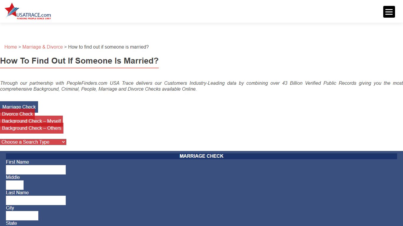How to find out if someone is married? - USATrace.com