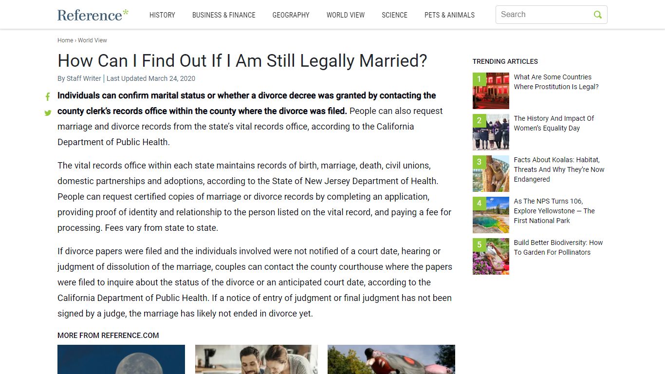 How Can I Find Out If I Am Still Legally Married? - Reference.com